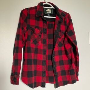 Black and Red plaid Roots shirt. Size S.